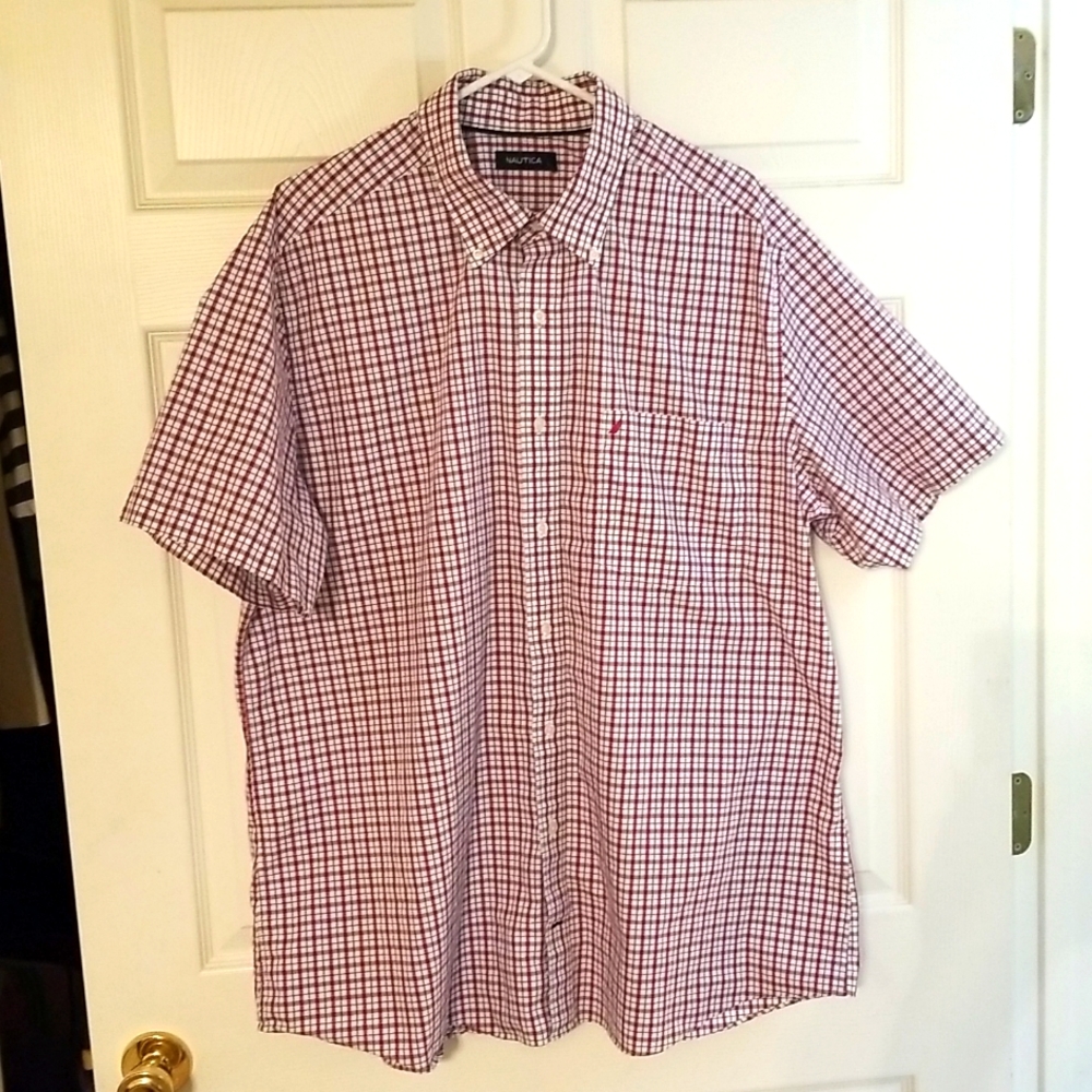 Nautica Mens Red Plaid Shirt SZ 2XL